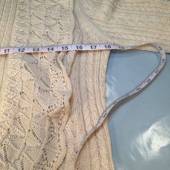 Lauren Ralph Lauren Open Front Knit Cardigan Women Scalloped Hem Sweater Knit - Picture 11 of 16